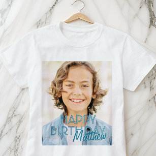 Modern Simple Custom Photo Birthday Greeting T-Shirt