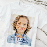Modern Simple Custom Photo Birthday Greeting T-Shirt<br><div class="desc">Design is modern and simple. Add a custom photo of the birthday celebrant and add his/her name,  add a custom message</div>