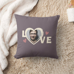 Modern Simple Custom Photo Love Heart Cushion