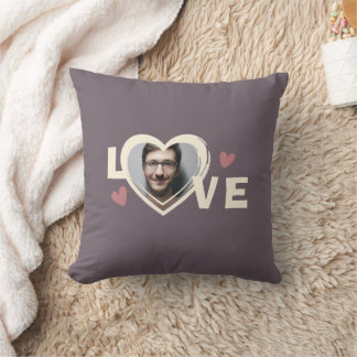 Modern Simple Custom Photo Love Heart Cushion