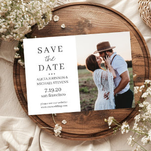 Modern simple custom photo rustic wedding save the date