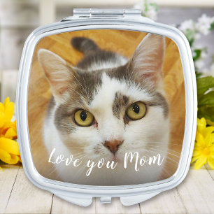 Modern Simple Custom Photo Text Personalised Compact Mirror