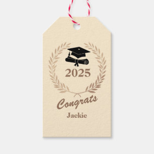 Modern Simple Custom Year & Name Graduation Party Gift Tags