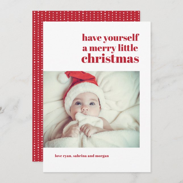 Modern Simple Customisable Photo Christmas Card (Front/Back)