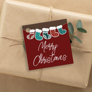Modern Simple Cute Christmas Stockings Holiday Favour Tags