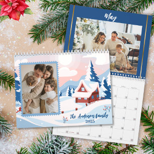 Modern simple cute family pictures 2025  calendar