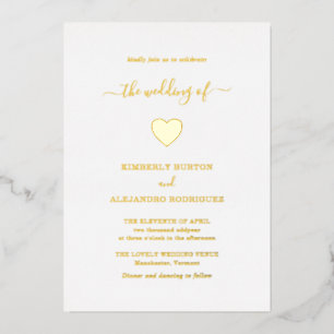 Modern Simple Cute Heart Elegant Gold Wedding