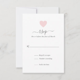 Modern Simple Cute Pink Heart Wedding RSVP Card