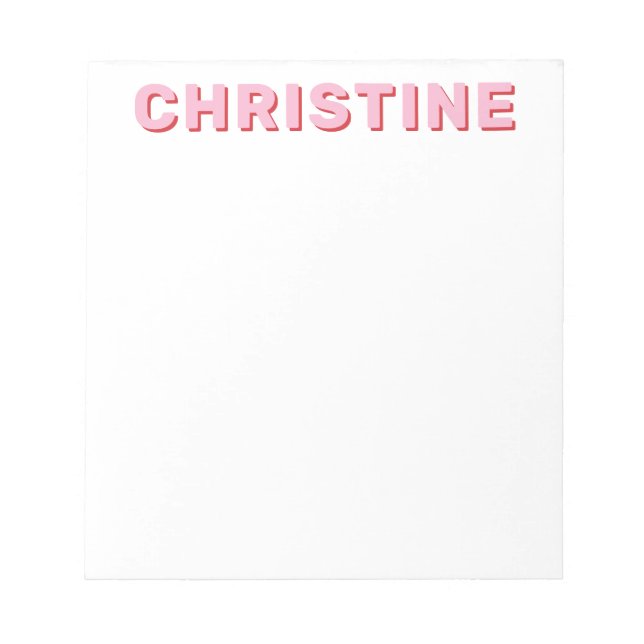 Modern Simple Cute Pink Typographic Kids Teacher Notepad (Front)