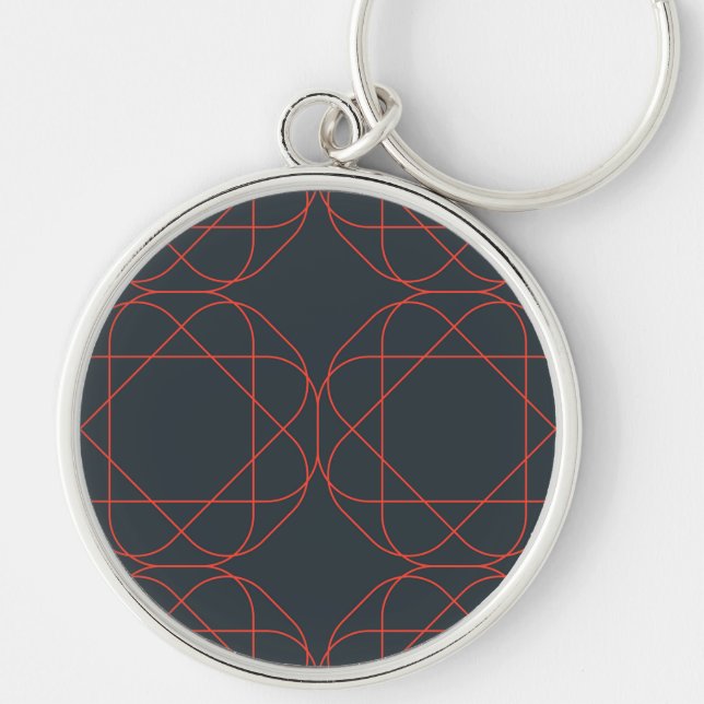 Modern, simple, cute, playful geometric pattern key ring (Front)