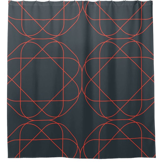 Modern, simple, cute, playful geometric pattern shower curtain (Front)