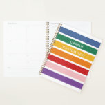 Modern Simple Cute Rainbow Custom Name Striped Kid Planner<br><div class="desc">Cute,  modern rainbow striped kids planner for both girls and boys - customisable with your name or other personalised text on all the stripes. This simple gender neutral design is fun and perfect for organising school projects,  art work,  sketch books,  recipes,  notes or calendars!</div>