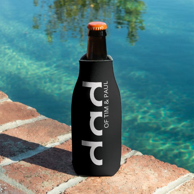 Modern Simple Dad Design with Kids Children Names Bottle Cooler (In Situ Pool)
