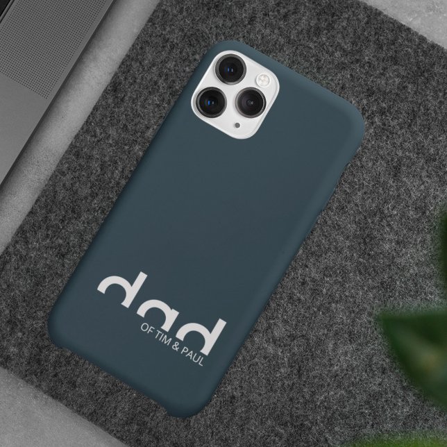 Modern Simple Dad Design with Kids Children Names Case-Mate iPhone Case (Creator Uploaded)