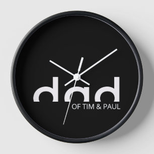 Modern Simple Dad Design with Kids Children Names Clock