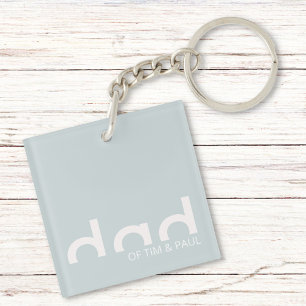 Modern Simple Dad Design with Kids Children Names Key Ring