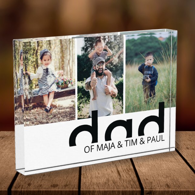 Modern Simple Dad with Kids Father Collage Photo Block (Creator Uploaded)