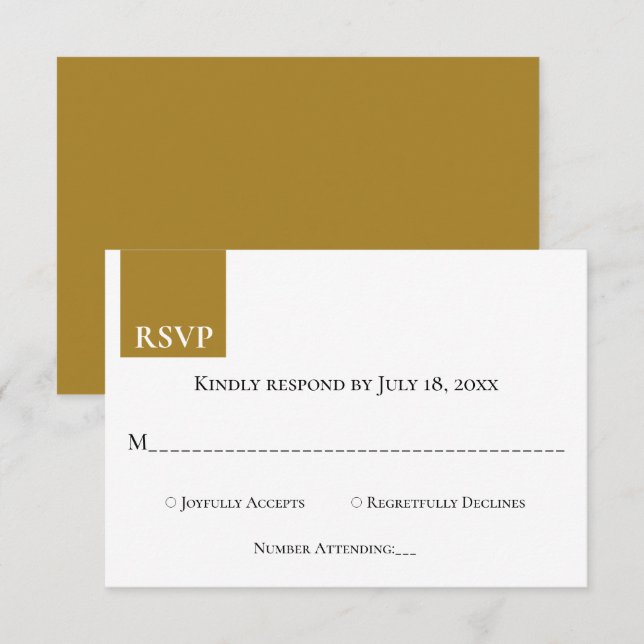 Modern Simple Dark Beige Monogram Elegant Wedding RSVP Card (Front/Back)