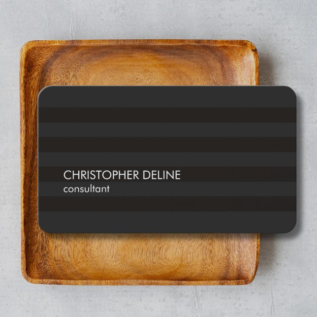 Modern Simple Dark Grey Black Striped Consultant Business Card (Creator Uploaded)