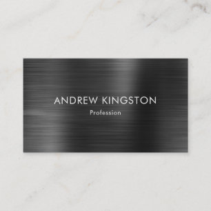 Modern Simple Dark Grey Faux Brushed Steel Metal Business Card