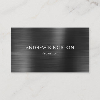 Modern Simple Dark Grey Faux Brushed Steel Metal Business Card