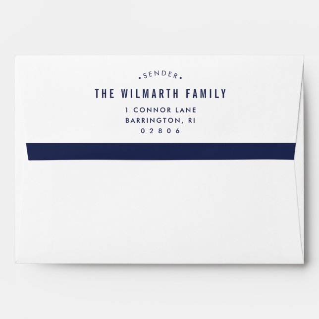 MODERN simple dark navy blue Geometric gold frame  Envelope (Back (Top Flap))