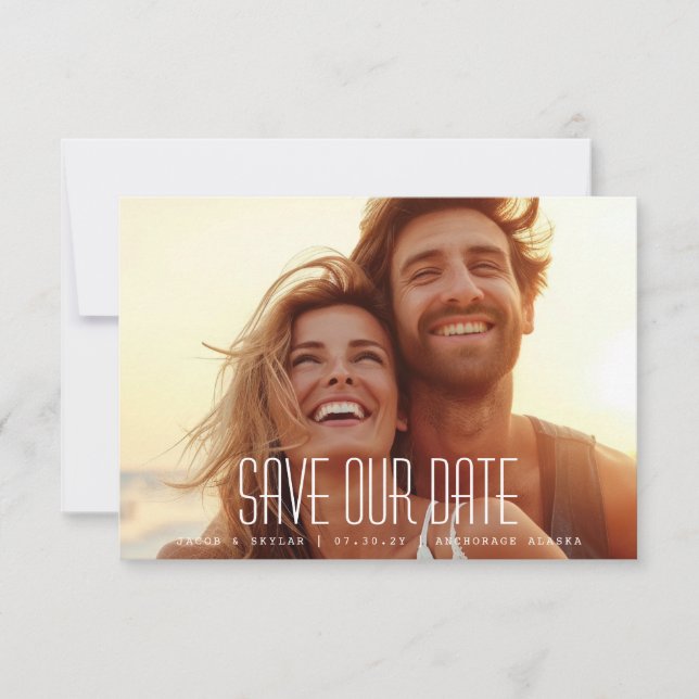 Modern Simple Dashed Photo Save The Date (Front)
