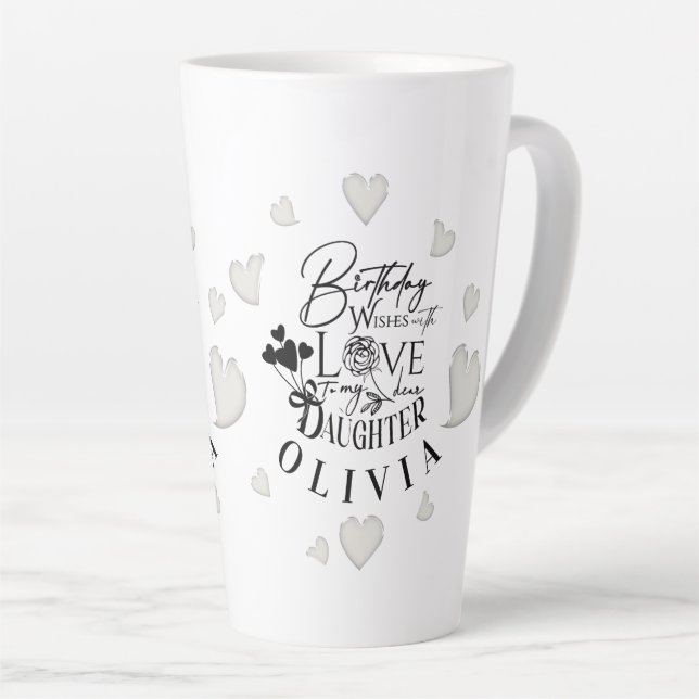 Modern Simple Daughter Birthday Design Latte Mug (Right Angle)