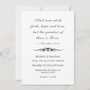 Modern Simple Design Bible Verse Christian Wedding Invitation