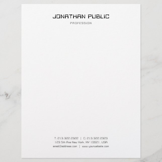 Modern Simple Design Elegant Black White Template Custom Letterhead (Front)
