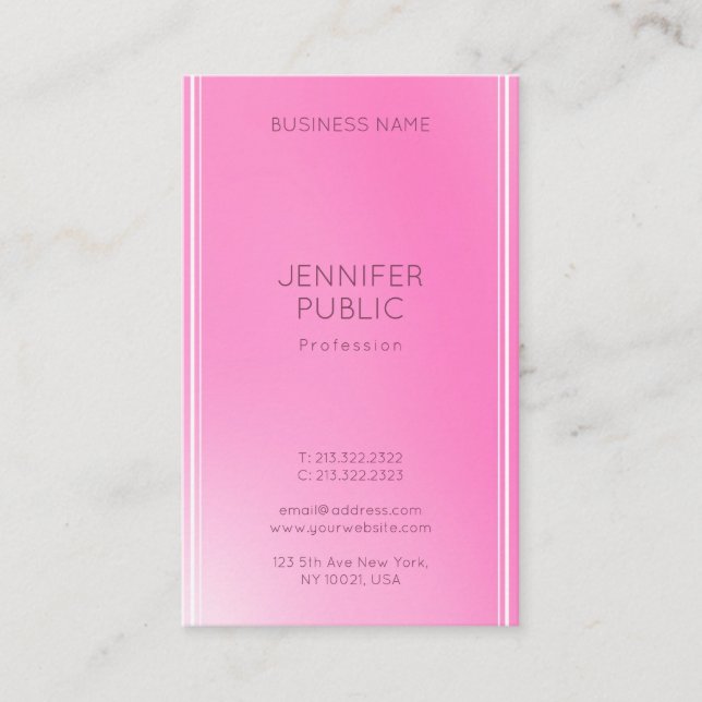 Modern Simple Design Elegant Pink Template Trendy Business Card (Front)