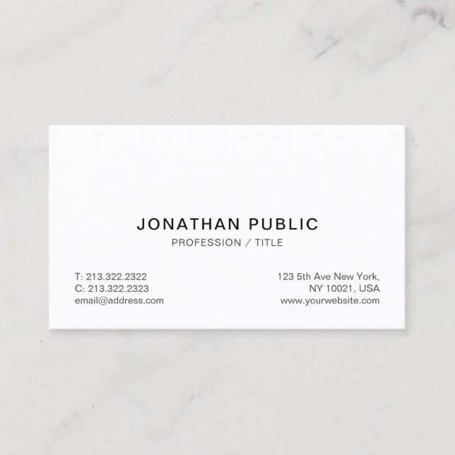 Modern Simple Design Elegant Professional Custom Business Card (Front)