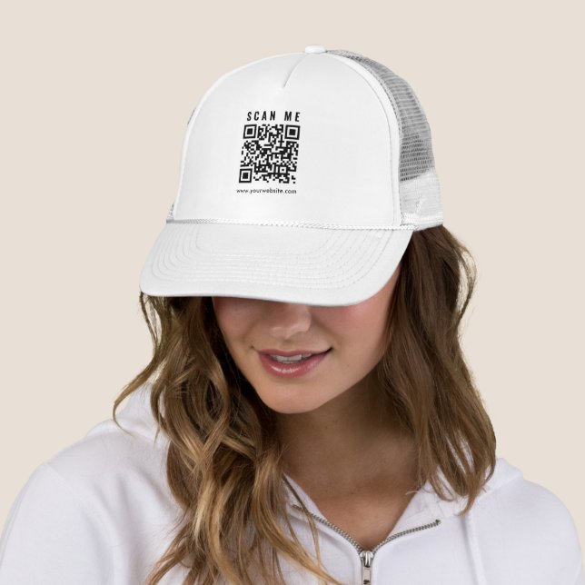 Modern Simple Design Elegant QR Code Scan Me Trucker Hat (In Situ)