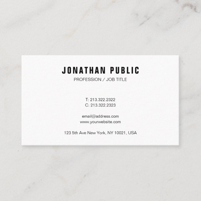 Modern Simple Design Elegant Template Personalised Business Card (Front)