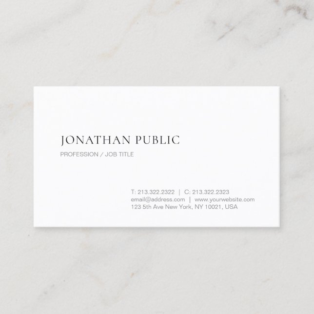 Modern Simple Design Elegant Template Professional Business Card (Front)