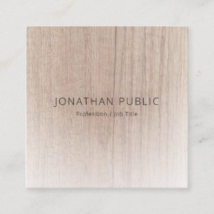 Modern Simple Design Elegant Wood Look Template Square Business Card