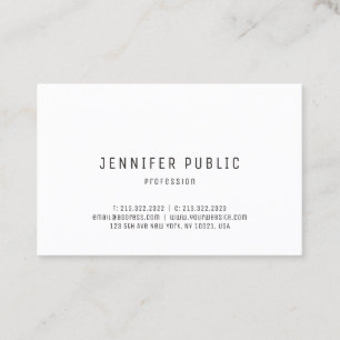 Modern Simple Design Trendy Elegant White Template Business Card