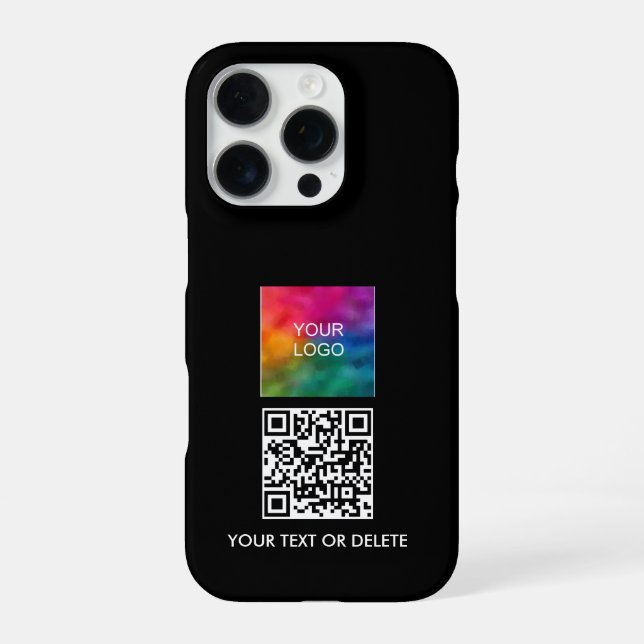 Modern Simple Design Upload Business Logo QR Code iPhone Case (Back)