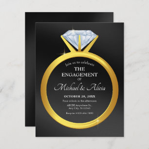 Modern simple diamond ring engagement invitation