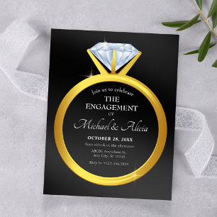 Modern simple diamond ring engagement invitation