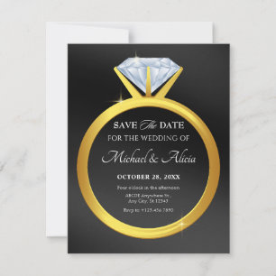 Modern simple diamond wedding ring  save the date