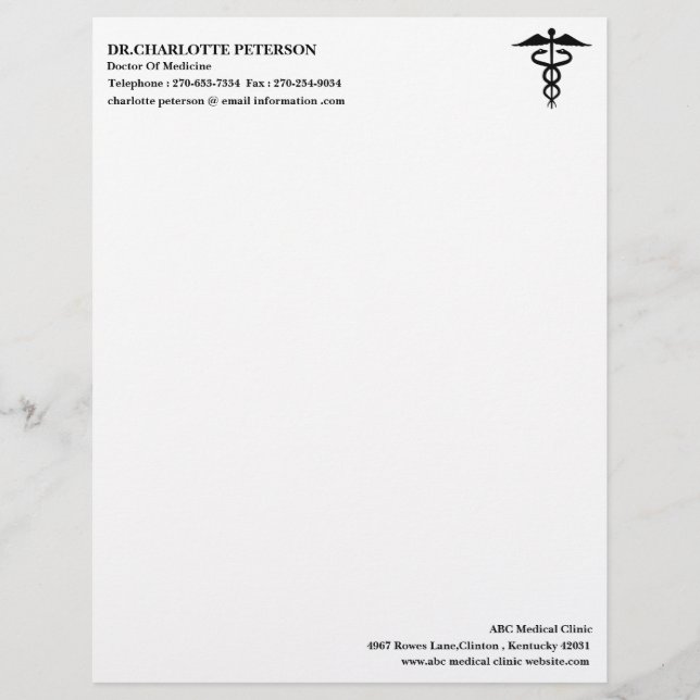 Modern Simple  Doctor  Custom Letterhead (Front)