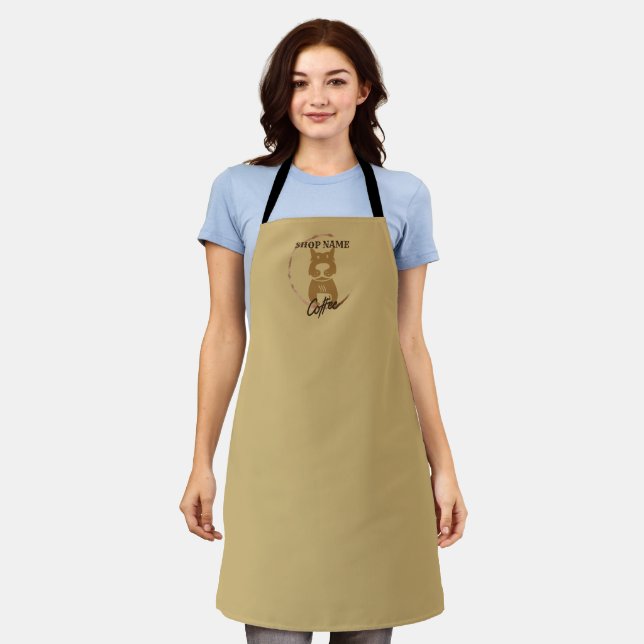 Modern Simple DOG Cafe coffee Tea shop Apron (Worn)