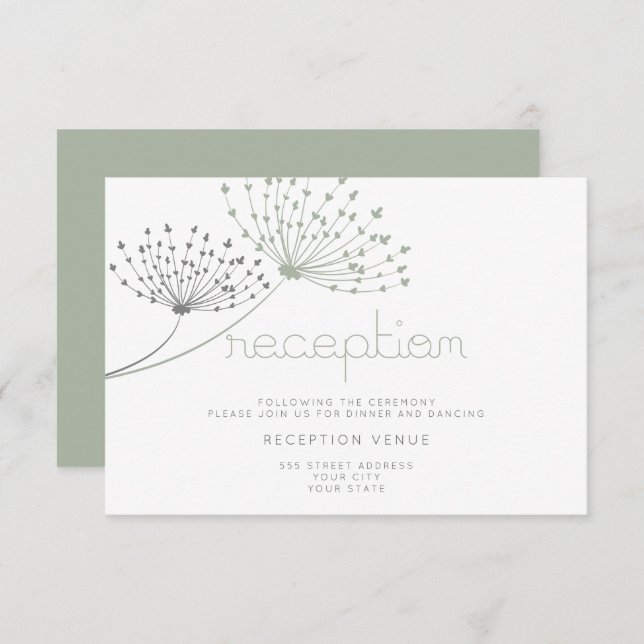 Modern Simple Doodle Flower Sage Green Invitation (Front/Back)