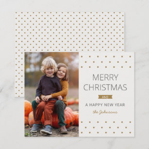 Modern Simple Dots Fun 1 Photo Christmas Holiday C Card