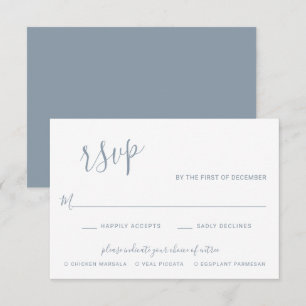 Modern Simple Dusty Blue Elegant Wedding RSVP Card