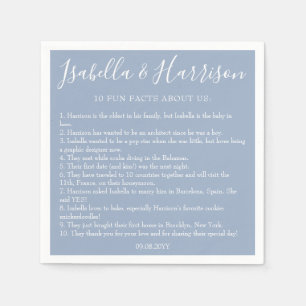 Modern Simple Dusty Blue Fun Facts Wedding Napkins
