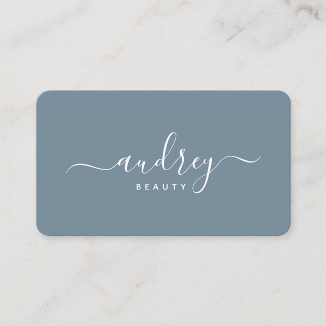modern Simple dusty blue Signature Typography  Business Card (Front)