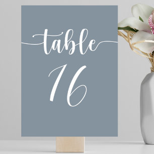 Modern simple Dusty Blue Wedding Table Number