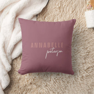Modern Simple Dusty Rose Minimal Script Cushion